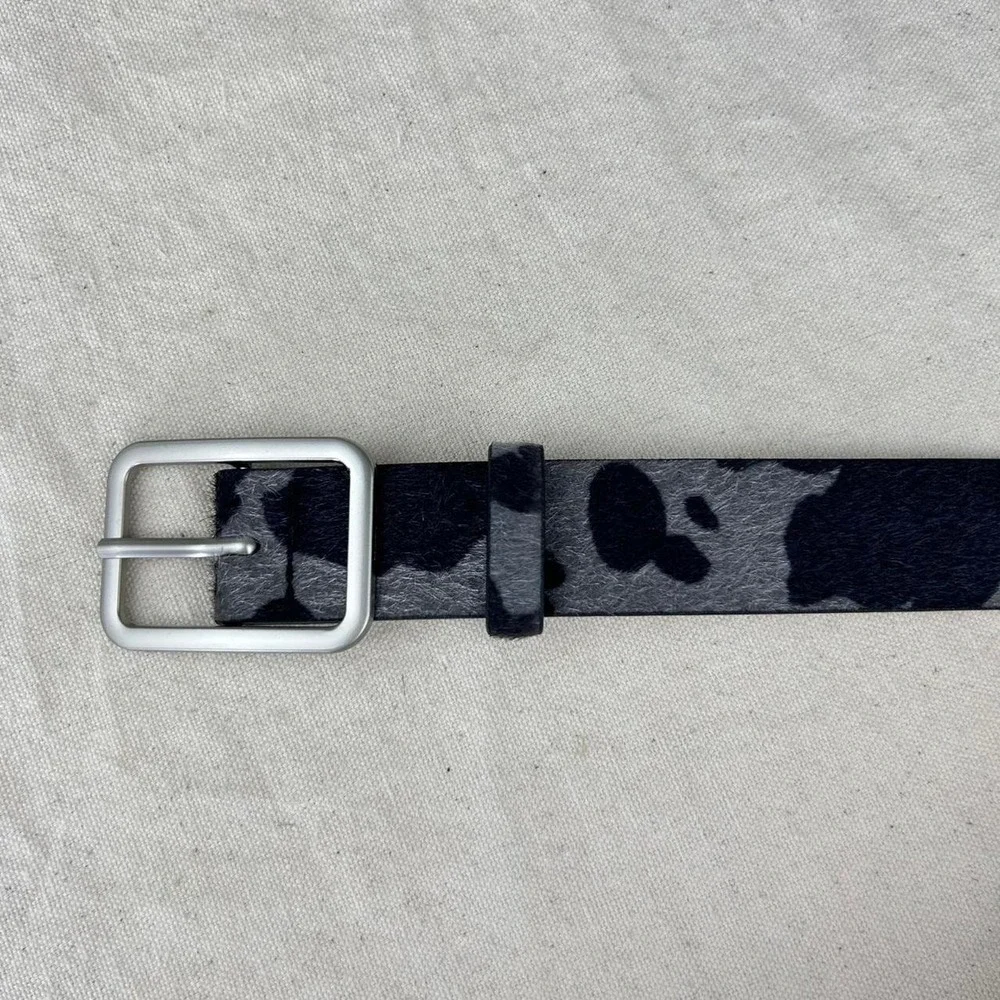 Vintage style cow fur belt american western boho black and gray